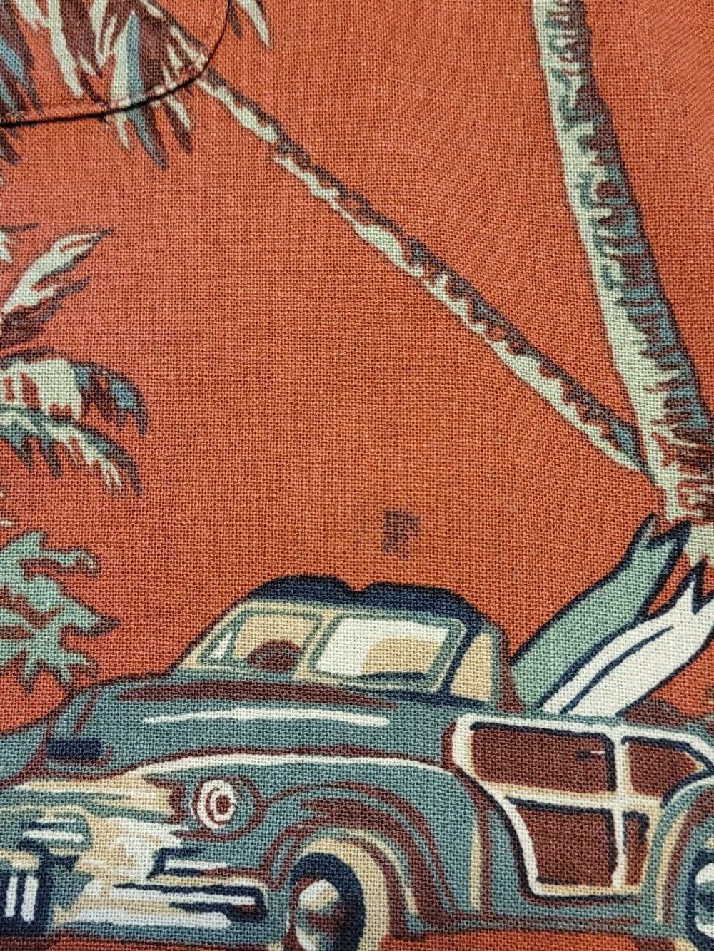 Summa Red Hawaiian Silk Blend Shirt Surfboard Woody Wagon Print Mens Large - Picture 9 of 9